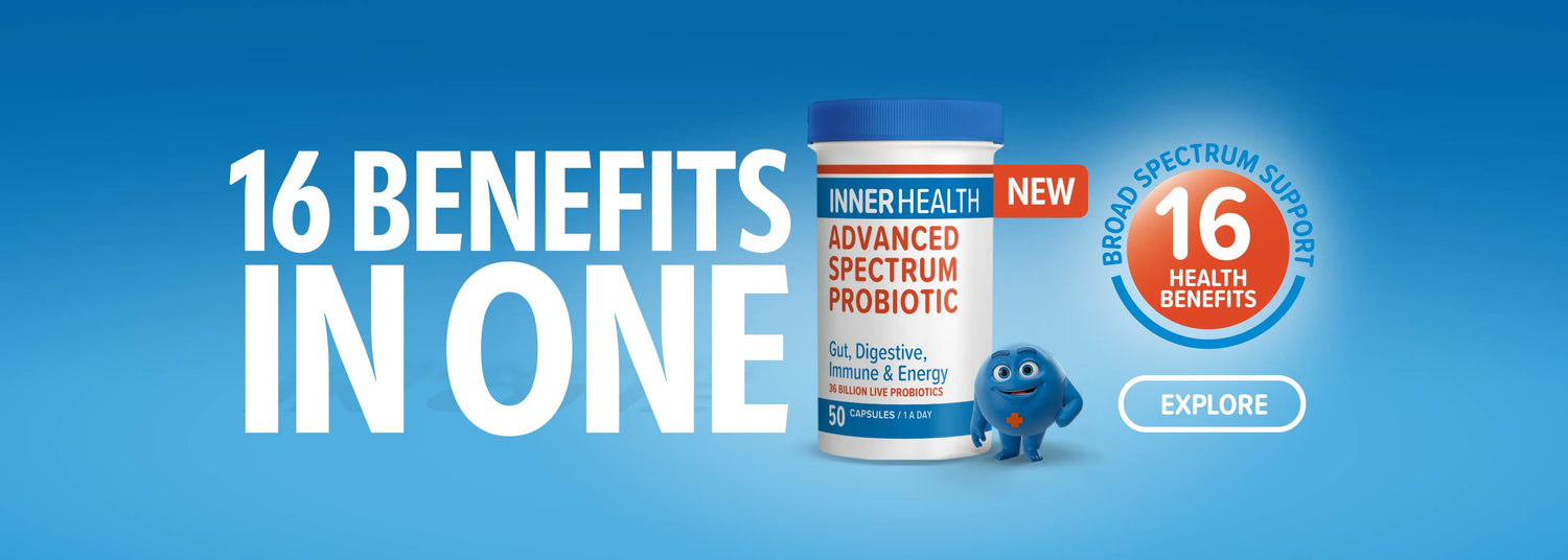 16 BENEFITS IN ONE | INNER HEALTH ADVANCED SPECTRUM PROBIOTIC | SHOP NOW