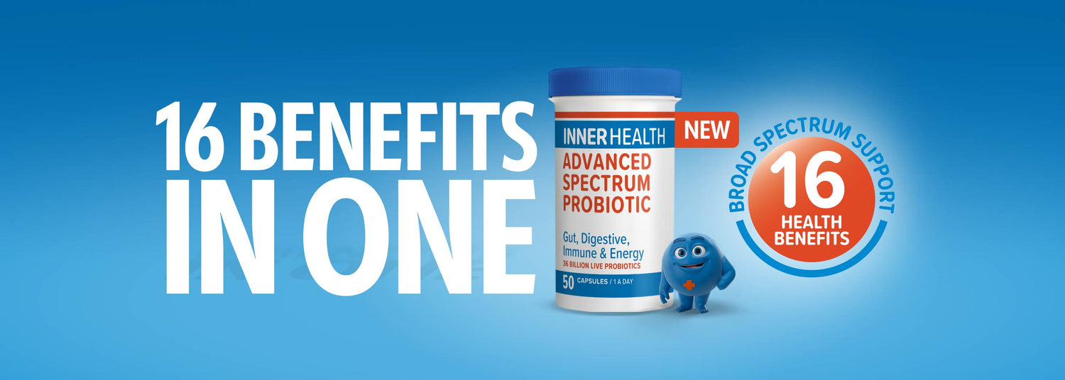 16 BENEFITS IN ONE | INNER HEALTH ADVANCED SPECTRUM PROBIOTIC | SHOP NOW